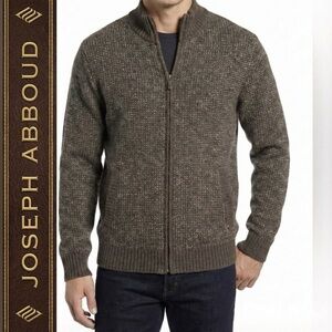 JOSEPH ABBOUD Men's Charcoal Gray Ribbed Sweater Full Zip Pockets SZ XXL NWT